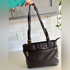 Vtg St John’s Bay Brown Genuine Leather Shoulder Bag Purse